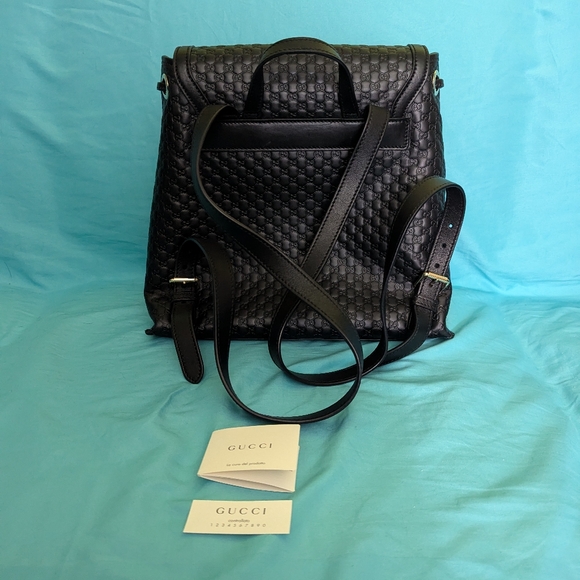 Gucci Black Microguccisma Backpack Purse - Picture 15 of 16